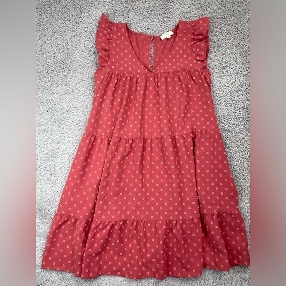Oddi Dress Womens Small Textured Polka Dot Print Frilly Ruffles Babydoll Style - Picture 1 of 5